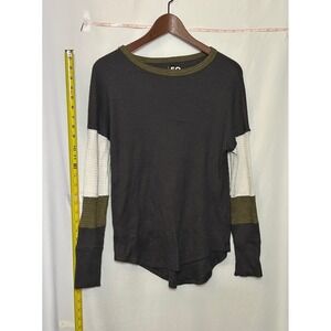 SO Goods For Living Womens Long Sleeve Waffle Knit Color Block‎ Top Size S